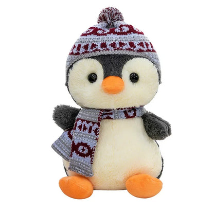 20-35cm Cute Penguin Wear Hat & Scarf Plush Toys Stuffed Animal Penguin Backpack Bags for Kids School Birthday Gift Xmas Decor