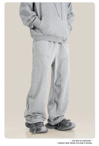 ZODF Fashion 2024 Winter Patches Fleece Straight Pants Retro Unisex Loose Washed 305gsm Warm Soft Trousers Brand Bottoms HY0872