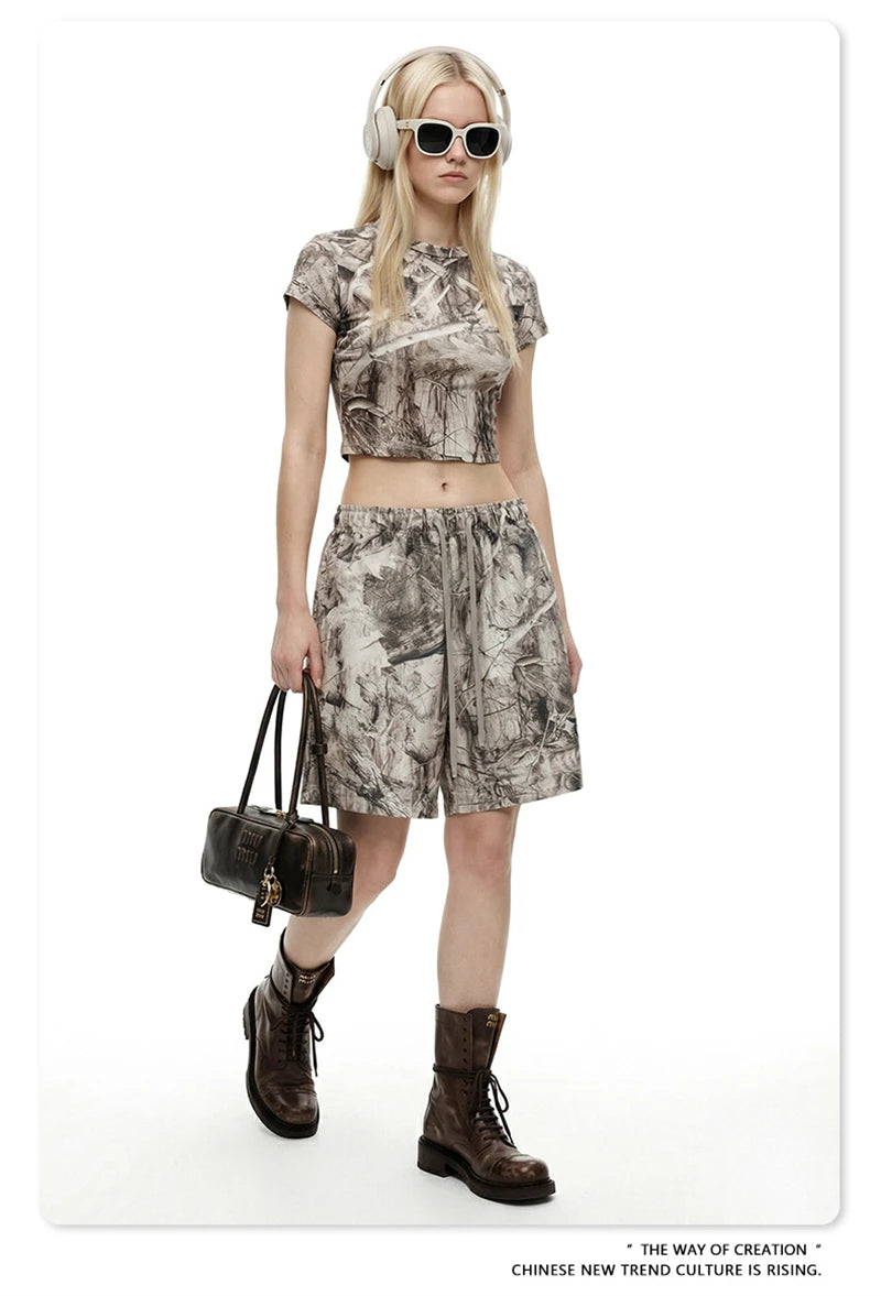 ZODF Sexy 2026 Summer Women Camouflage Printing Crop T-Shirts Hotsweet Girls O Neck Sport T Shirt Brand Tees HY1201