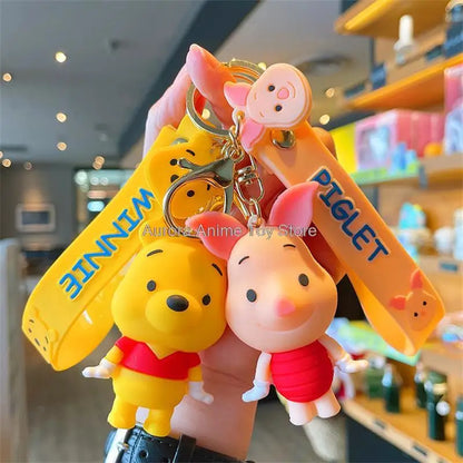 Cartoon Anime Disney Keychain Mickey Mouse Minnie Lilo & Stitch Cute Doll Keyring Ornament Key Chain Car Pendant Kids Toys Gift