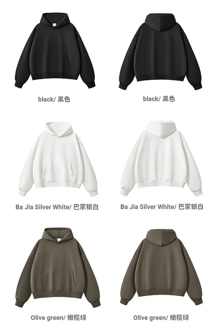 ZODF Fashion Winter Men 500gsm Fleece Hoodies Unisex Loose Fit Heavy Weight Thick Warm Hooded Pullovers Coats Streetwears HY0045