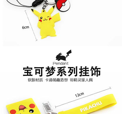 Genuine Pokemon Action Figure Pikachu Keychain Squirtle Bulbasaur Charmander Psyduck Keyring Backpack Pendant Model Toy Kid Gift