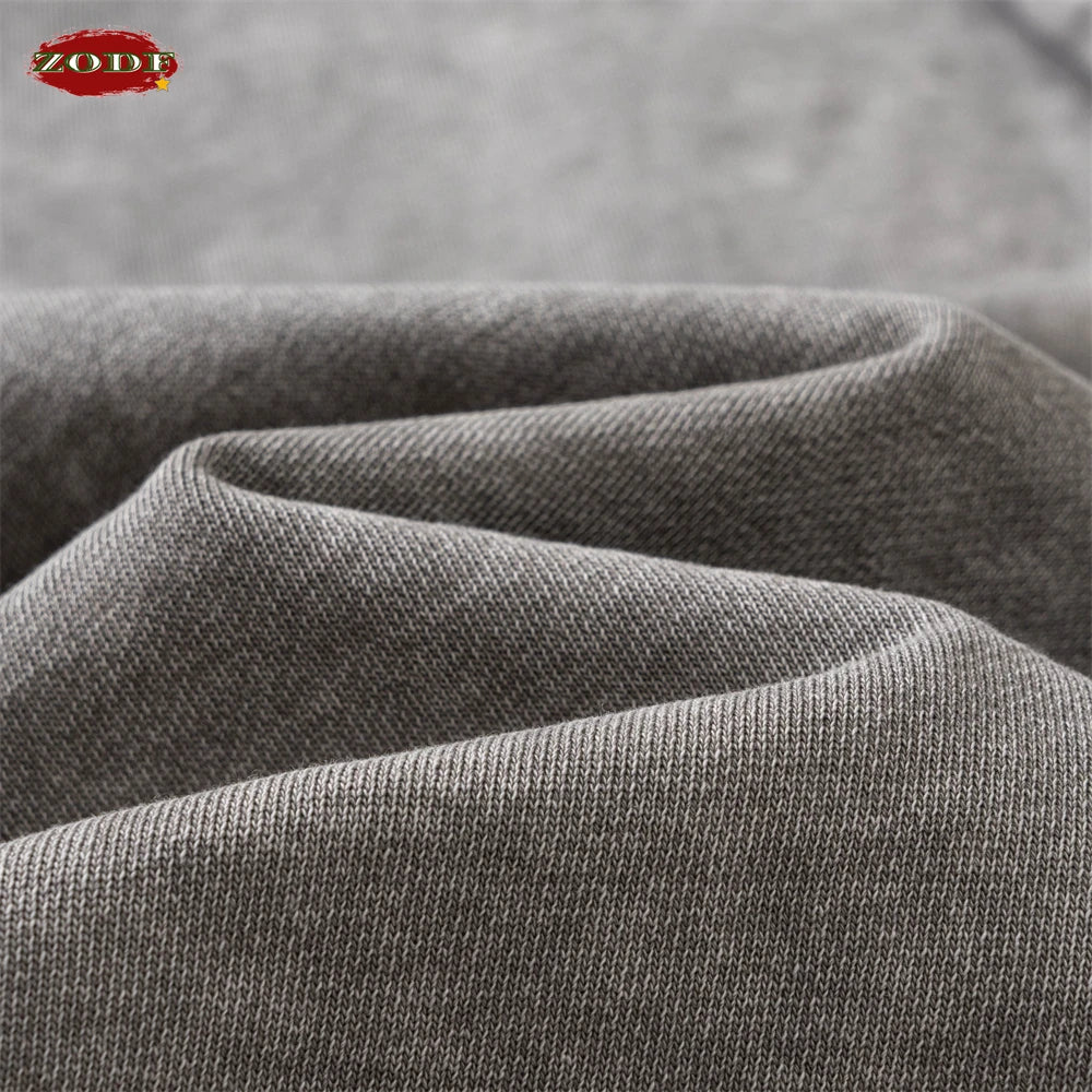 ZODF Retro 2024 Spring Men Washed Cotton Straight Pants Unisex Casual 330gsm Distressed Loose Trousers Brand Clothes HY0830