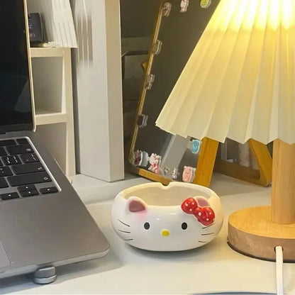 New Hello Kitty Ceramic Ashtray Cute Cartoon Pink Personalized Gift For Boyfriend Action Toy Figures Animation Derivative
