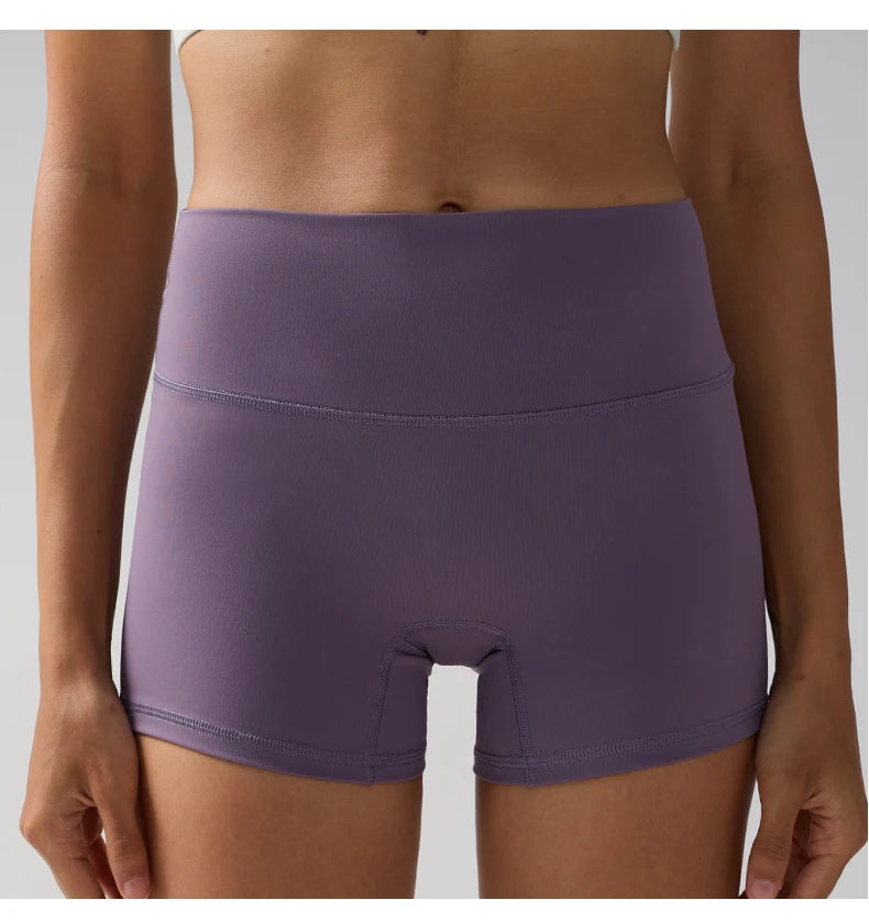 Solid Color Women’s High-Waisted Fitness Yoga Shorts – Quick Dry Breathable for Running & Cycling