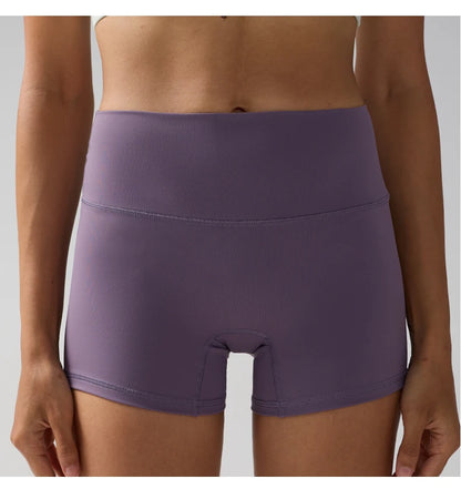 Solid Color Women’s High-Waisted Fitness Yoga Shorts – Quick Dry Breathable for Running & Cycling