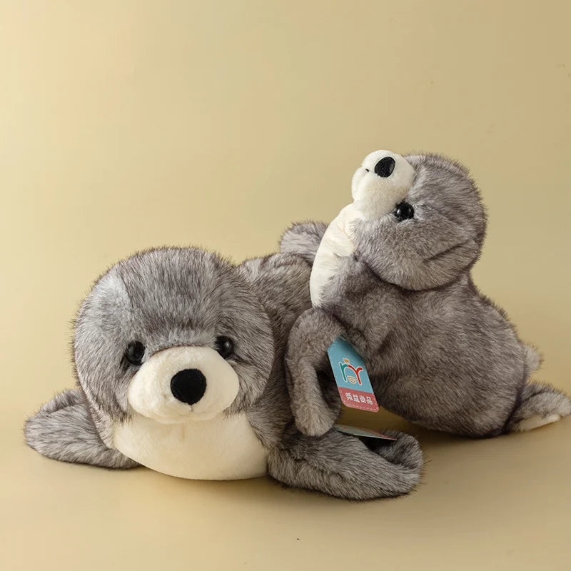 Cute Realistic Marine Seal Plush Doll White Grey Stuffed Seal Soft Toy Kawaii Sea Animal Plushies Birthday Xmas Present