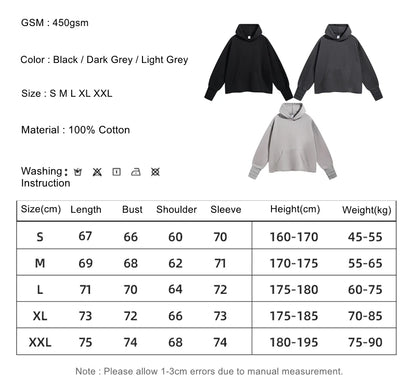 ZODF New Autumn Men Heavyweight 450gsm Hoodie Unisex Loose Ninja Sleeve 100% Cotton Hooded Pullovers Winter Coat HY0927