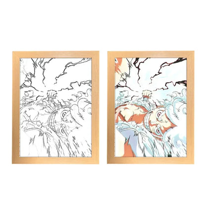 One Piece Creative Photo Frame Night Light Toy Anime Character Luffy Zoro Night Light Bedside Decoration Painting Christmas Gift