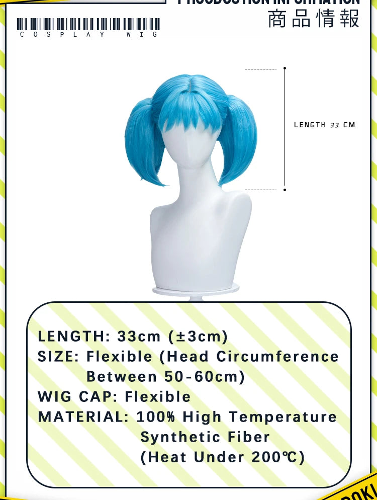 IN STOCK Sallyy Wig Game Cosplay DokiDoki Women Blue 33cm 45cm Short Dual Ponytail Hair Sally Cosplay Halloween Free Wig Cap