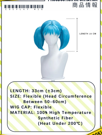 IN STOCK Sallyy Wig Game Cosplay DokiDoki Women Blue 33cm 45cm Short Dual Ponytail Hair Sally Cosplay Halloween Free Wig Cap
