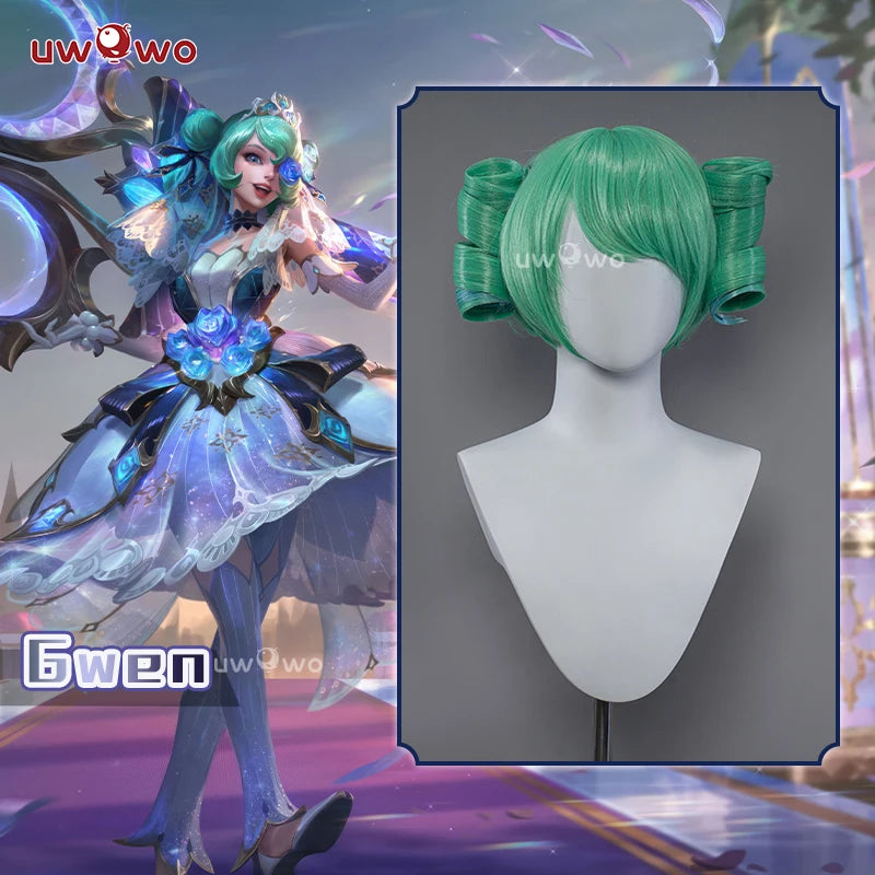 UWOWO League of Legends/LOL: Gwen Prestige Crystal Rose Wildd Rift WR ASU Cosplay Wig High Quality Light Green Hair