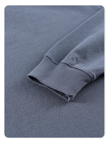 ZODF Retro Autumn Full Sleeve Washed 100% Cotton T-Shirts For Men Unisex Solid Casual Loose 310gsm Tee Brand Tops HY0405