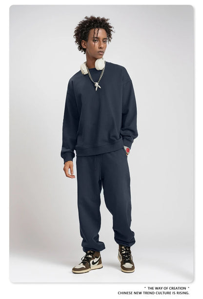 ZODF Fashion Autumn Men Solid 360gsm Sweatshirt Unisex Solid Loose Sport O Neck Pullovers Brand Clothes HY0938