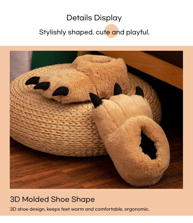 New Animal Claw Shoes For Adults, Warm And Casual Cute And Cute Plush Toys All Inclusive Flat Slippers Wholesale