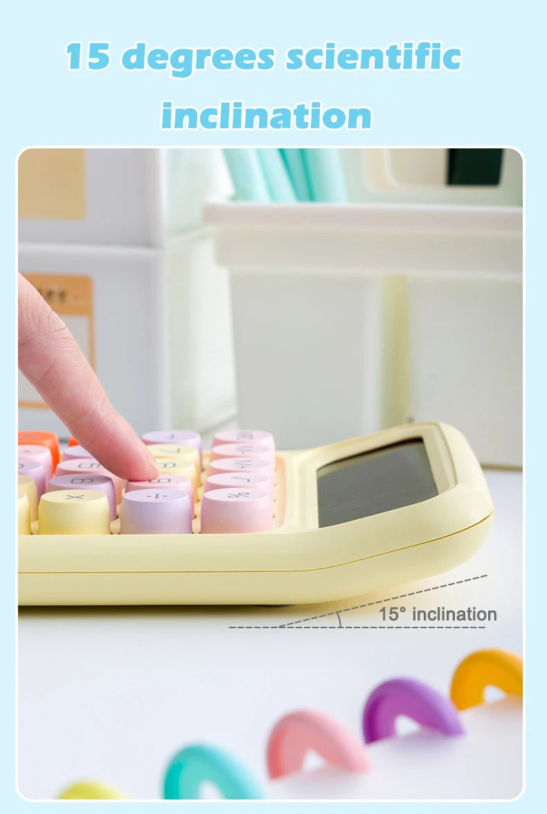 Keyboard Calculator Office 12-digit Mechanical Buttons Calculator Cute Candy Color School Supplies Students/Finance Stationery