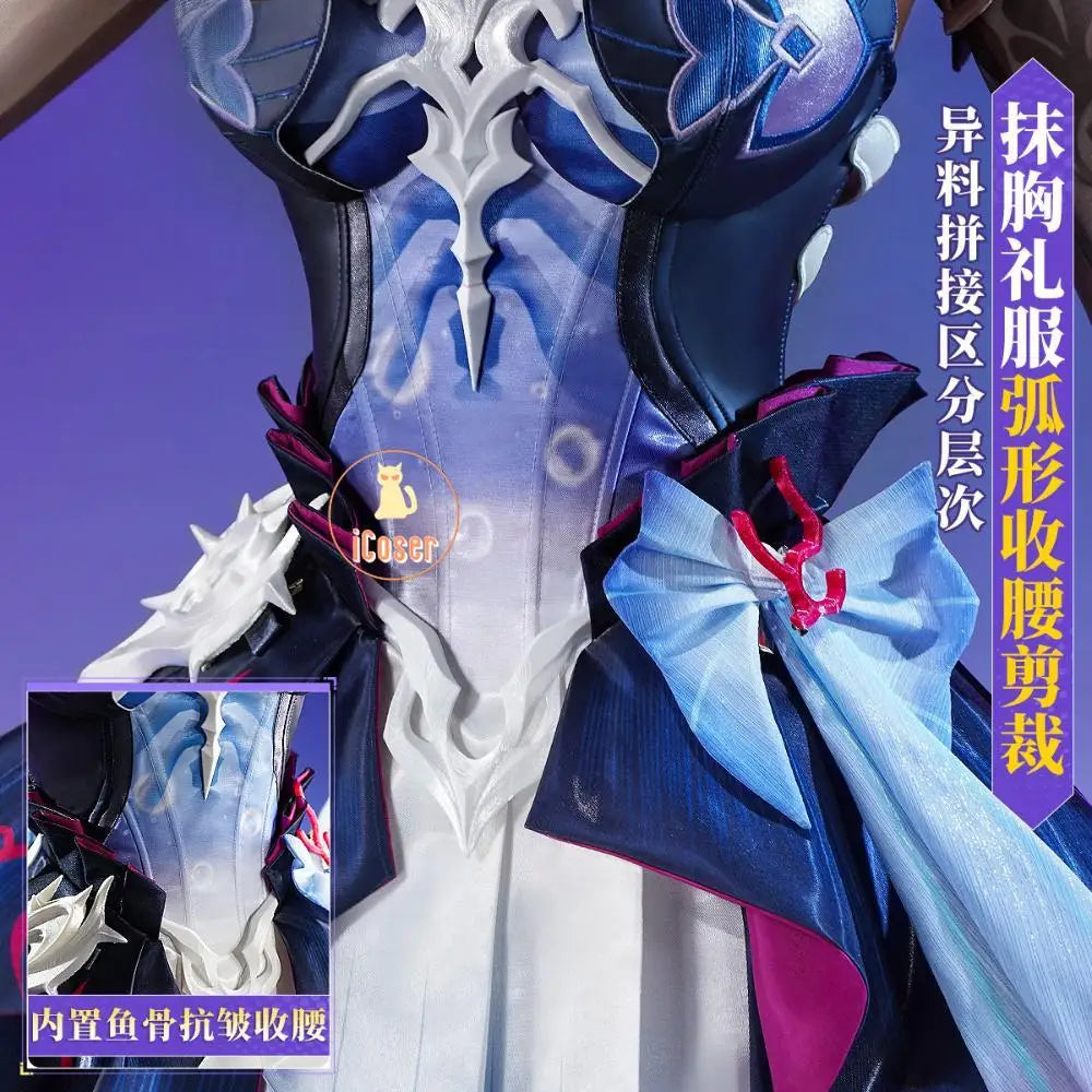 Honkai Star Rail Hysilens Cosplay Costume Wig Dress Headwear Uniform Outfit Halloween Party for Women Girls Carnival Prop iCoser