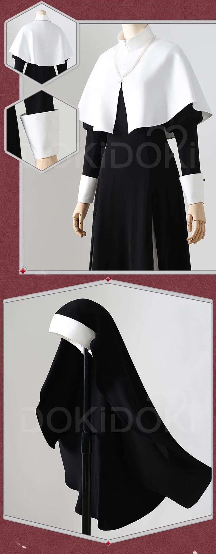 IN STOCK Kitagawa Marin Cosplay Costume Anime DokiDoki-R Women Nun Kitagawa Black Dress Halloween Cosplay