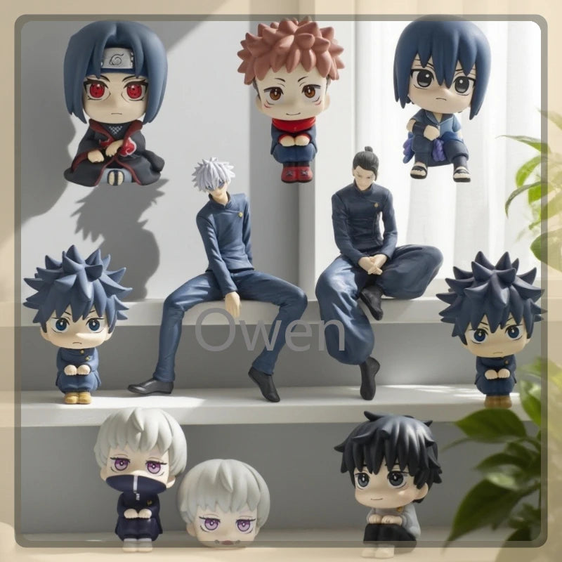 Popular Big Head Cute Anime Jujutsu Posture Figurine Naruto Shippuden Action Figures PVC Q Version Collection Model Toys Gifts