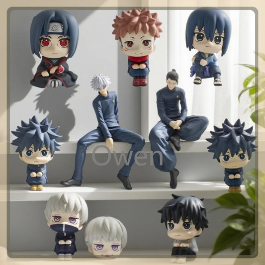 Popular Big Head Cute Anime Jujutsu Posture Figurine Naruto Shippuden Action Figures PVC Q Version Collection Model Toys Gifts