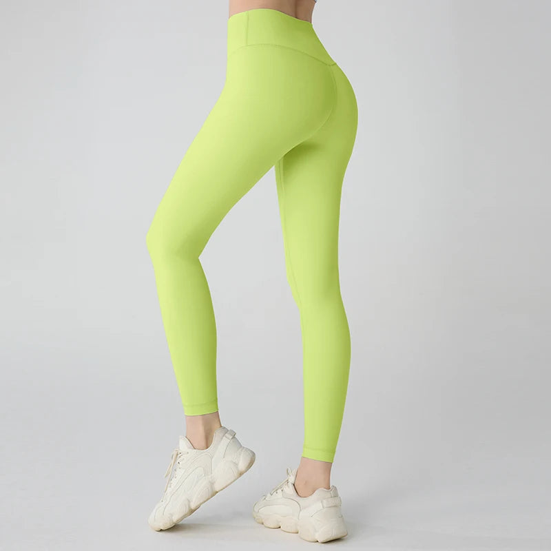 Hot Sale Women’s High Waisted Hip Lifting Yoga Leggings Breathable Fitness Running Cycling Pants - Mustard Green / XL