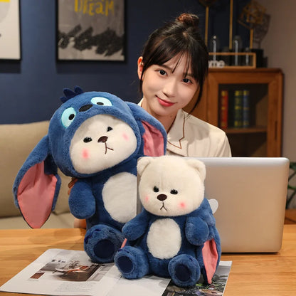 Big Size Cute Bear Turn Into Stitch Cuddly Cushion Lovely Stuffed Anime Throw Pillow Sofa Bed Home Decor Plushies Xmas Gifts