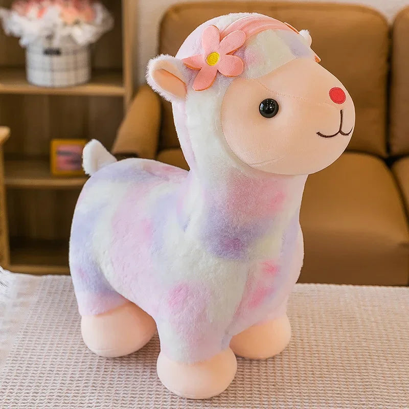 35-45cm Kawaii Fantastic Rainbow Colorful Plush Alpaca Stuffed Animals Doll Decoration Birthday Gifts Soft Pillow Children Gift
