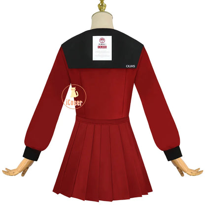 iCoser The Hundred Line Kako Tsukumo Cosplay Costume Red Sailor Suit Skirt Hairband Last Defense Academy Halloween Women Girls