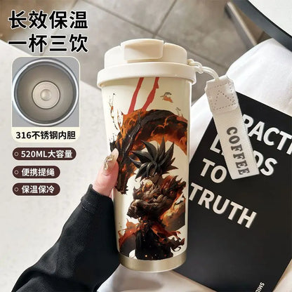 520ml Dragon Ball Thermos Cup Vegeta Water Bottle Son Goku Coffee Mug Large Capacity Drinking Bottle Kids Student Water Cup Gift