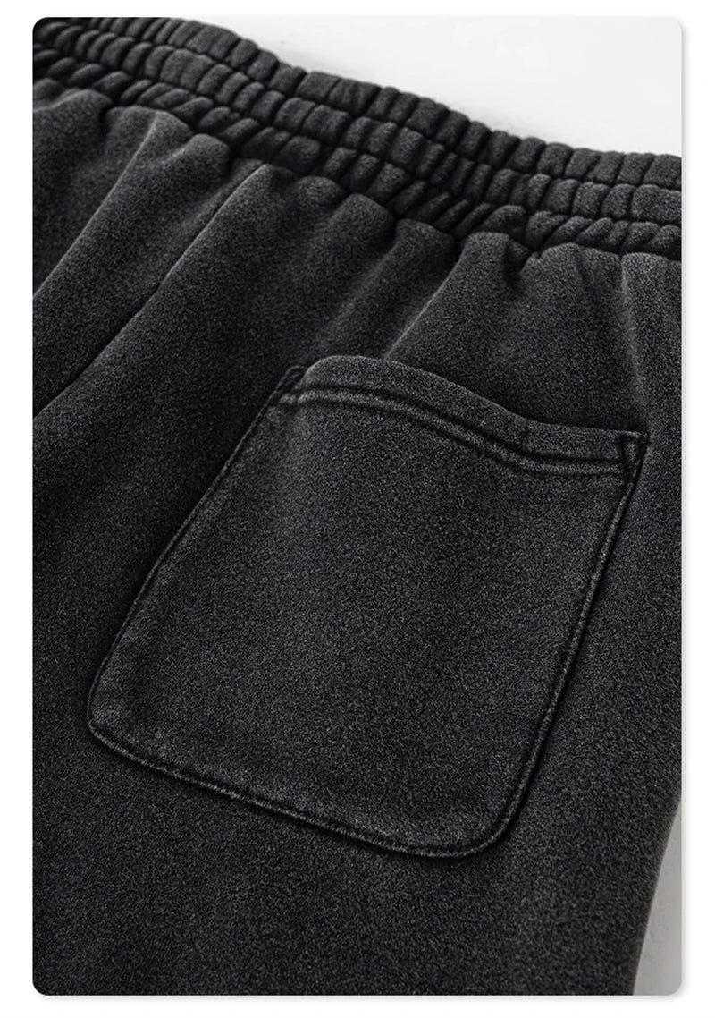 ZODF New Autumn Winter Men Fleece Sweatpants Women Unisex 332gsm Washed Ribbon Warm Joggers Pants Brand Clothes HY0877