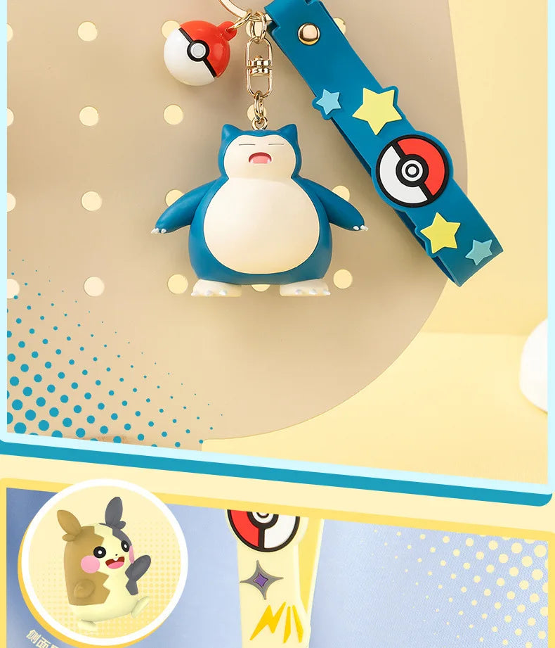 Genuine Pokemon Morpeko Keychain Gengar Meowth Cubone Jigglypuff Mimikyu Anime Action Figure Toy Keyring Fragrance Pendant Gift