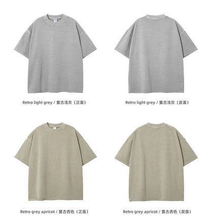 ZODF 2025 High Street Men Batik Washed Solid T Shirts Unisex Summer Loose Edge Noshrink 275gsm Cotton T-Shirt Streetwears HY0466