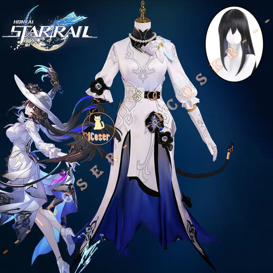 Honkai Star Rail Constance The Dahlia Cosplay Costume Wig Dress Uniform Hat Ever-Flame Mansion Halloween Party for Women Girls