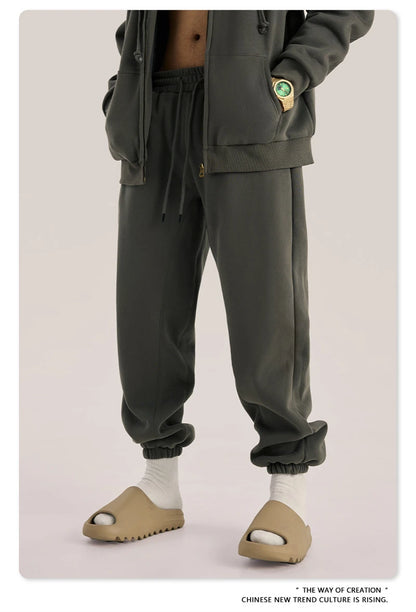 ZODF Unisex 345gsm Fleece Sweatpants Loose Fit Retro Hip Hop Winter Joggers HY0005