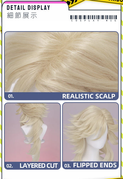 Doumaa Cosplay Wig Anime DokiDoki Men Golden 100cm Long Hair Doumaa Cosplay Heat Resistant Wig Free Cap