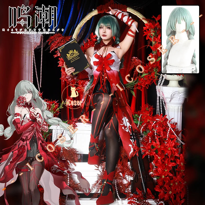 Wuthering Waves Phrolova Cosplay Costume Dress Wig Earrings Fractsidus Halloween Party for Women Girls Carnival Accessory iCoser