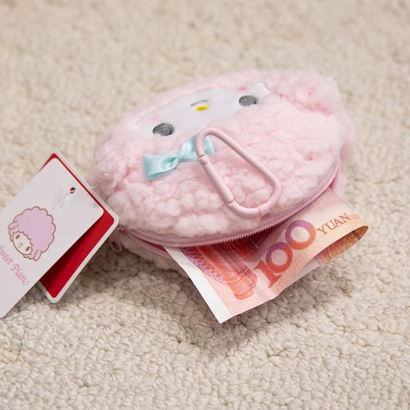 Sanrio Piano Plush Doll Bag Pendant Cute Sheep Toy Genuine Cartoon Anime Coin Purse Keyrchain Kids Birthday Xmas Gifts