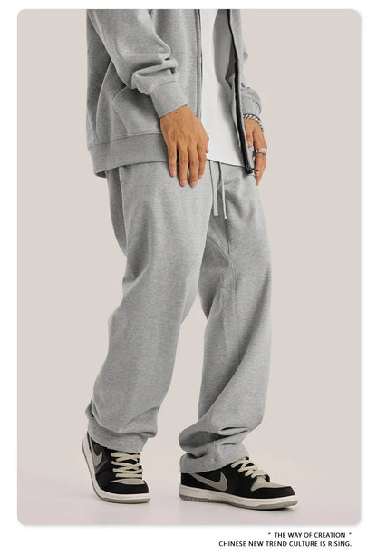 ZODF New 2025 Autumn Men's 445GSM Sweatpants Unisex High Street Soft Knitted Straight Pants Brand Streetwears Tracksuits HY0382