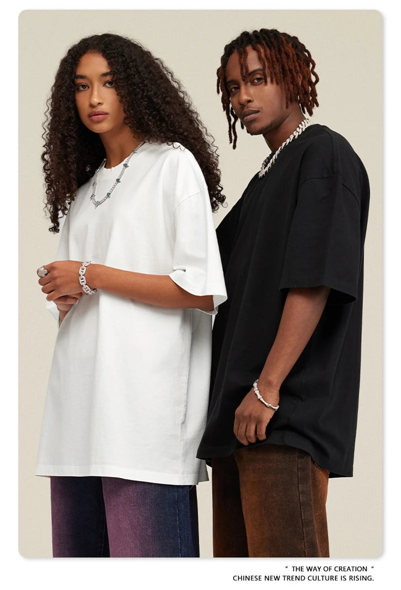 ZODF New Summer Men Washed Batik Cotton T Shirts Unisex American Retro High Street 270gsm Short Sleeve Tees Streetwear HY0489