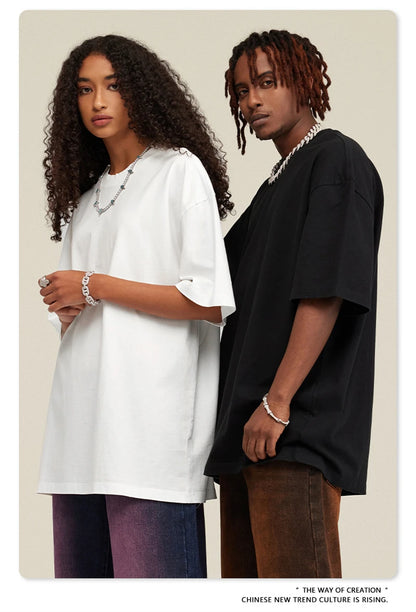 ZODF New Summer Men Washed Batik Cotton T Shirts Unisex American Retro High Street 270gsm Short Sleeve Tees Streetwear HY0489