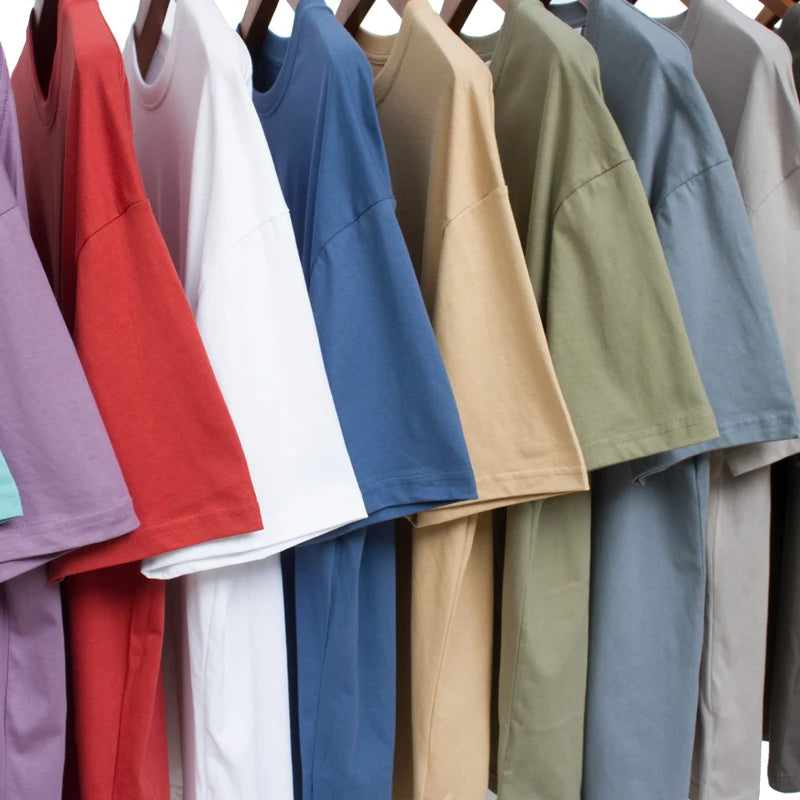 ZODF Trendy 2025 Men Basic Solid Cotton T-Shirts Unisex Male 190gsm Summer Loose Comfortable Soft Tees Shirt Streetwears HY0040