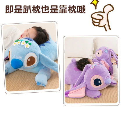 80cm Big Size Disney Lilo & Stitch Cartoon Anime Plush Stuffed Doll Room Kawai Plushies Pillow Ornaments Children's Holiday Gift
