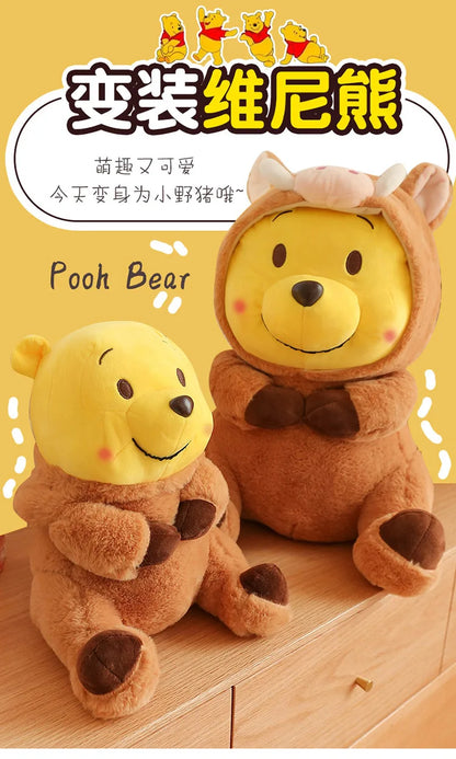 Disney 35-65cm Large-sized Winnie The Pooh Plush Toy with A Removable Hat A Cuddly Doll for Sleeping and Hugging Festival Gifts