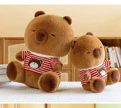 New black striped hoodie dolphin plush toy dress up Capibala sofa decoration room children's birthday Christmas surprise gift