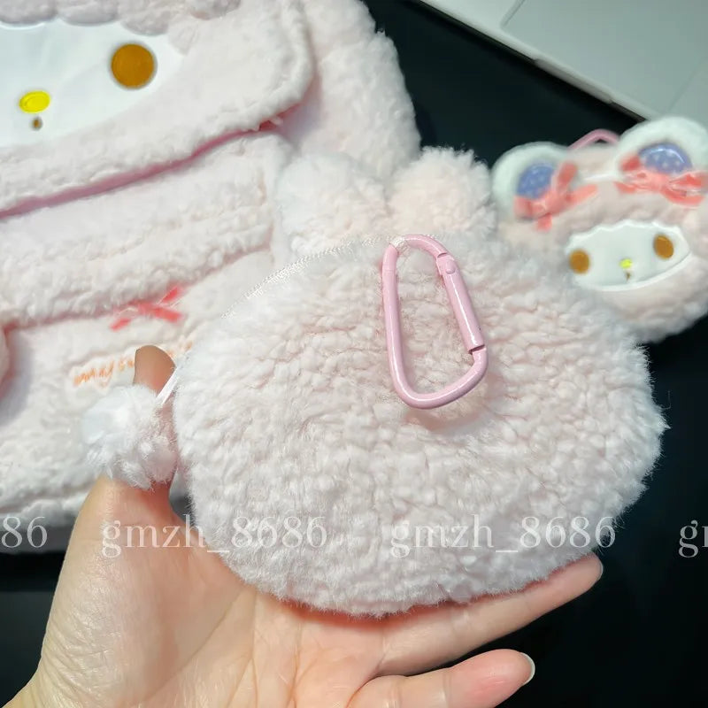 Sanrio Cartoon Backpack For Girl Women My Melody Sweet Piano Lovely Schoolbag Japanese Style Casual Large Capacity Plush Bag