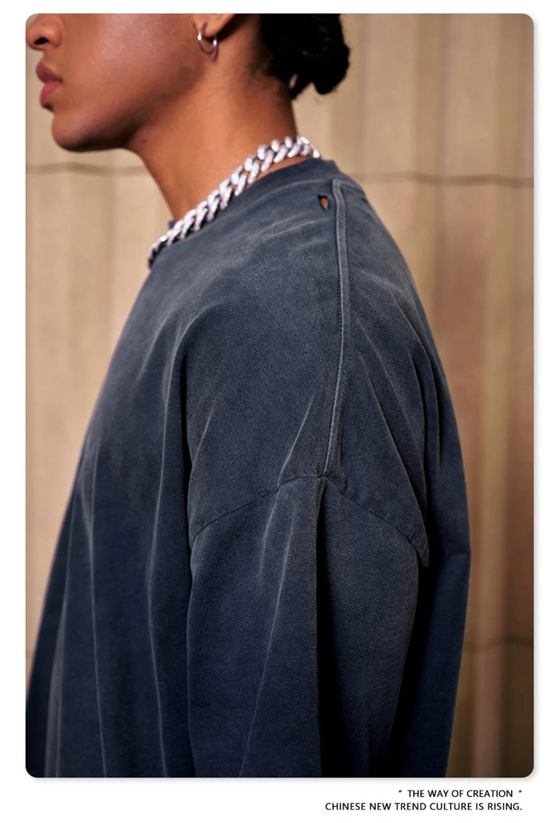 ZODF 2024 Summer Men Washed Gradient T-Shirts Unisex Women Distressed 250gsm Cotton T Shirt Brand Tees Streetwears HY0814