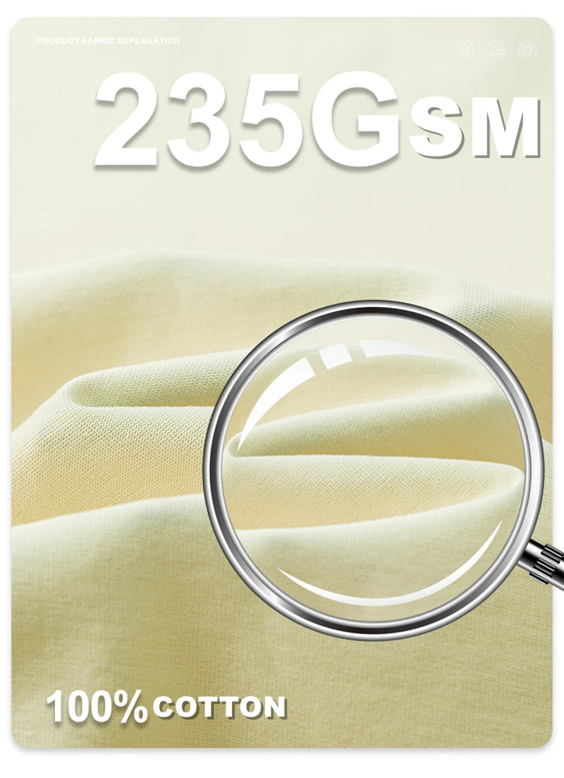 ZODF New 2025 Spring Summer 235gsm Solid Cotton T-Shirts For Men Women Unisex Loose Basic T Shirt Tees Brand Tops HY0970