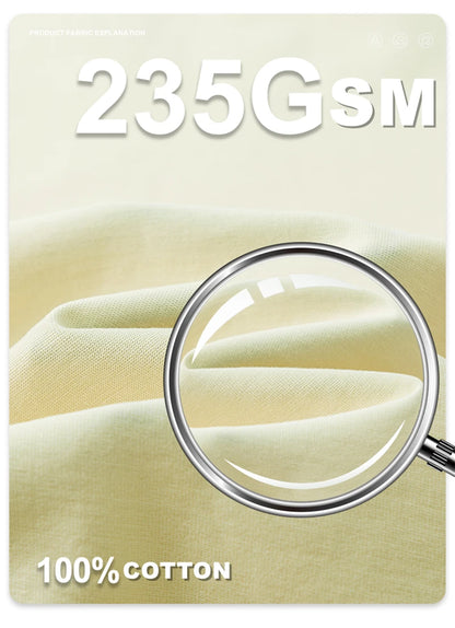 ZODF New 2025 Spring Summer 235gsm Solid Cotton T-Shirts For Men Women Unisex Loose Basic T Shirt Tees Brand Tops HY0970