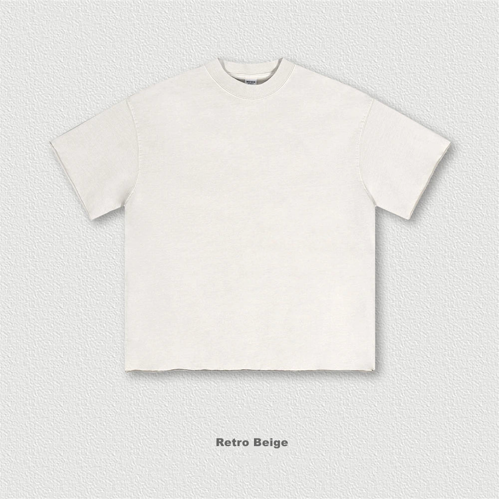 ZODF Retro 2024 Summer Men Washed Cotton T-Shirts  Unisex Women 310gsm Distressed Hem Loose Edge T Shirt Brand Tees HY0808