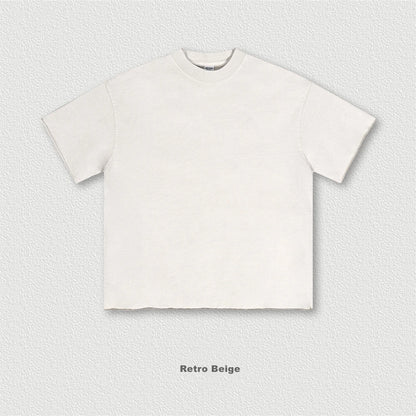 ZODF Retro 2024 Summer Men Washed Cotton T-Shirts  Unisex Women 310gsm Distressed Hem Loose Edge T Shirt Brand Tees HY0808